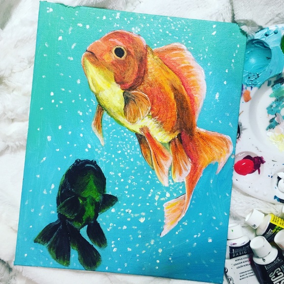 ellecookie Other - “SPLASH” Acrylic Goldfish Painting